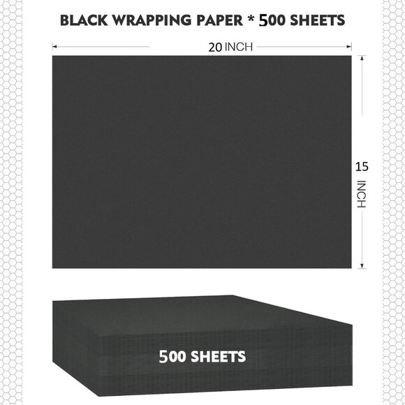 Greenii 500 pcs (480+20 free) Black Tissue Paper - 20" x 30" Wrapping Tissue - Picture 2 of 7
